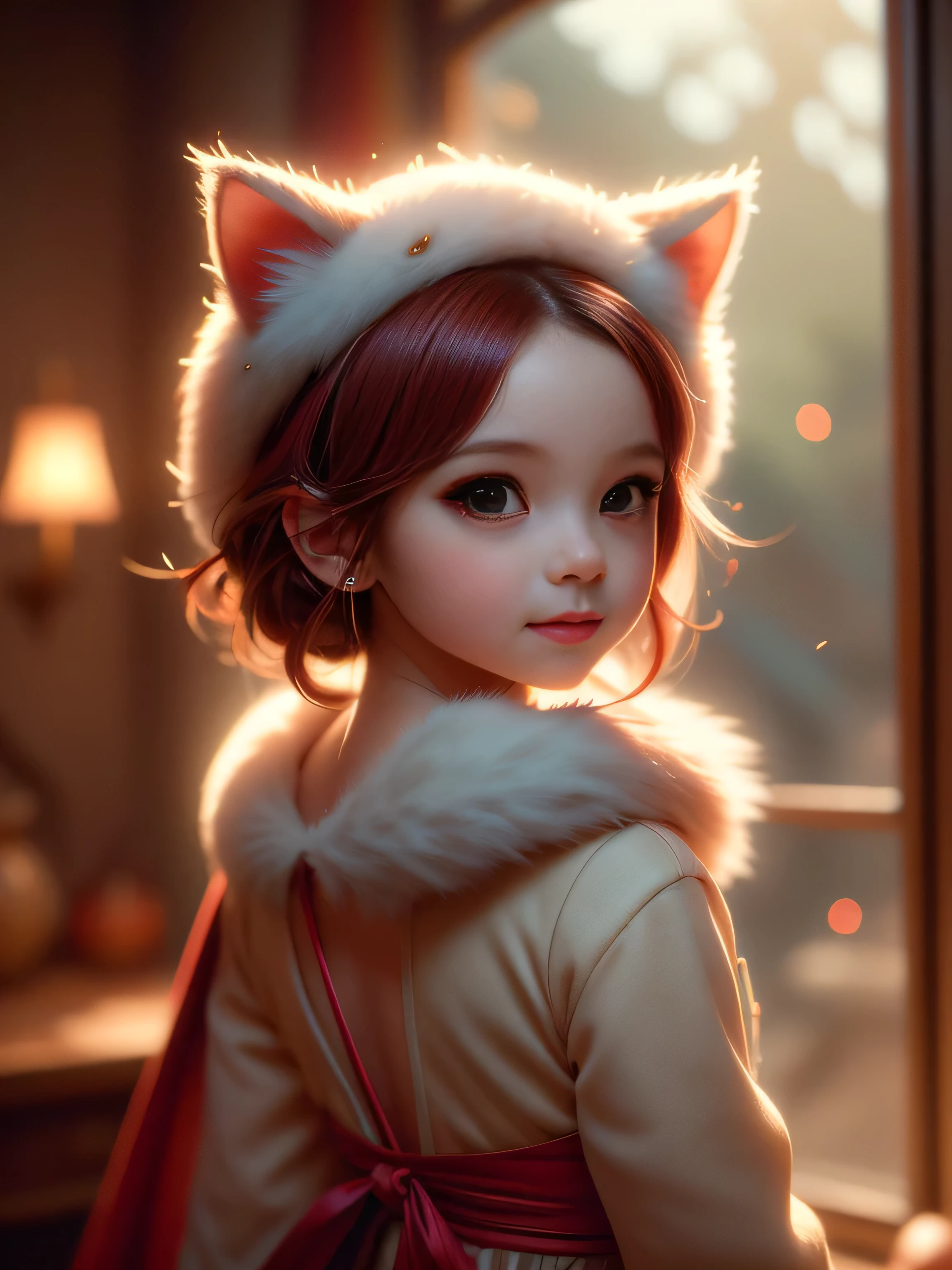 (Best Quality, Super Detailed, masterpiece, representative work, official art, professional, super high detail, 8k:1.3) Cute girl face wearing cat ear hat, girl dressed as furry, Vivid colors, Red hair, Innocent expressions, Playful features, Natural lighting, Soft background, Photorealistic, Shining eyes, Sharp focus, Glowing skin, Sweet and mischievous look, Hint of mischief, Dreamy atmosphere, Delicate details, soft volumetric light, (backlight:1.3), (cinematic:1.2), intricate details, (ArtStation:1.3)