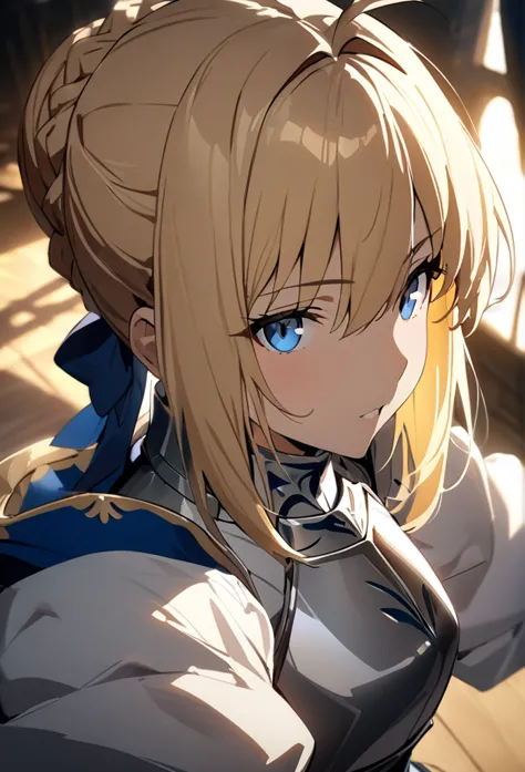 (masterpiece:1.2), (highest quality:1.2), perfect eyes, perfect face, perfect lighting,1girl，saber, holding sword artoria pendra...