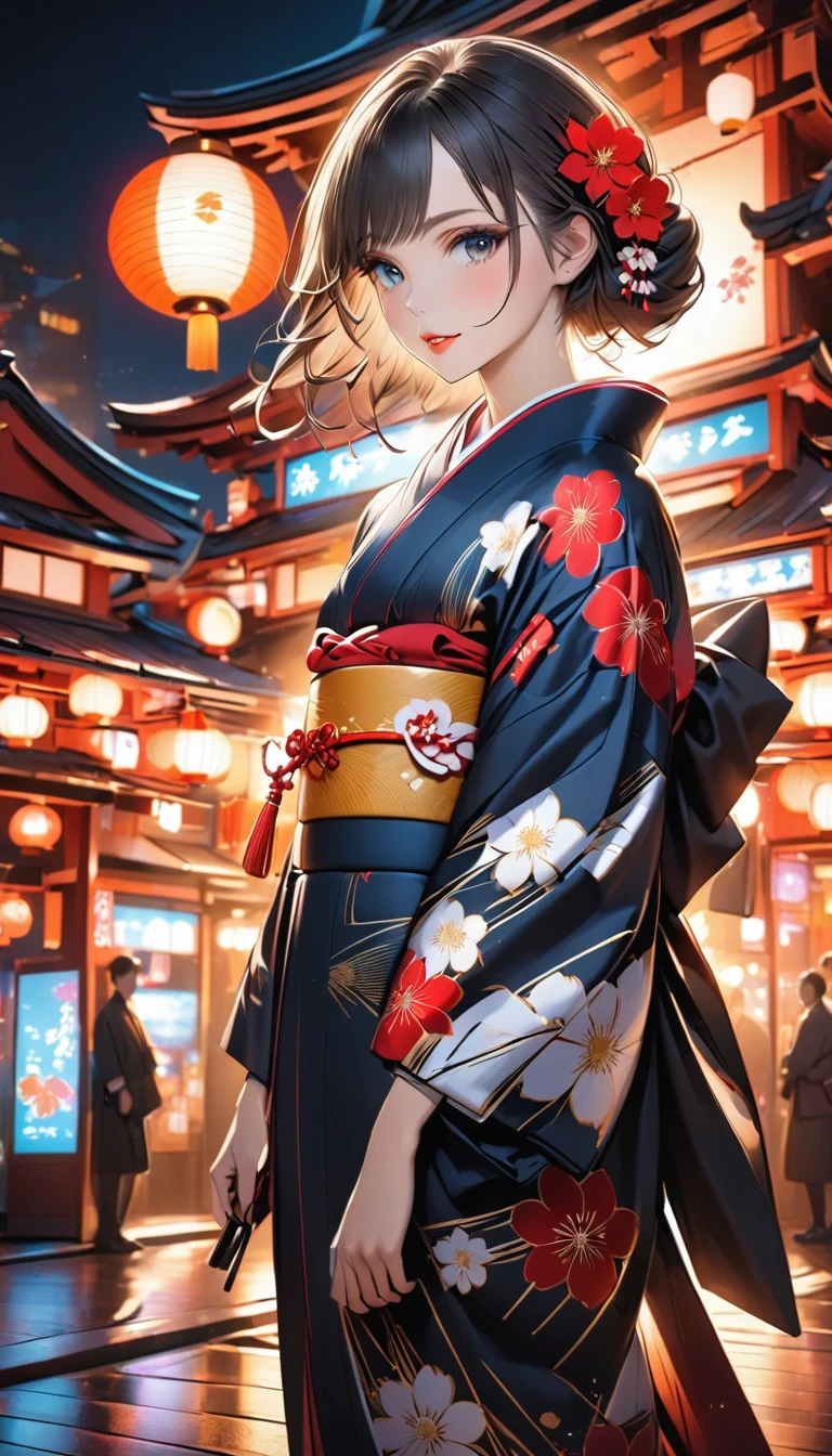 Wearing a Japanese kimono