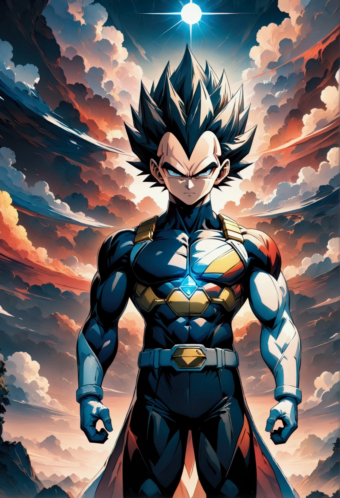 Vegeta Ultra Ego, exuding ki and rage, Intricate details, Wide range of colors, artwork, rendering, (masterpiece:1.3), (highest quality:1.4), (Super detailed:1.5), High resolution, Very detailed, unity 8k wallpaper