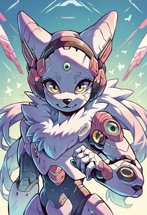 mechanical animal, mechanical white wolf, cute mech, wrenchmechs