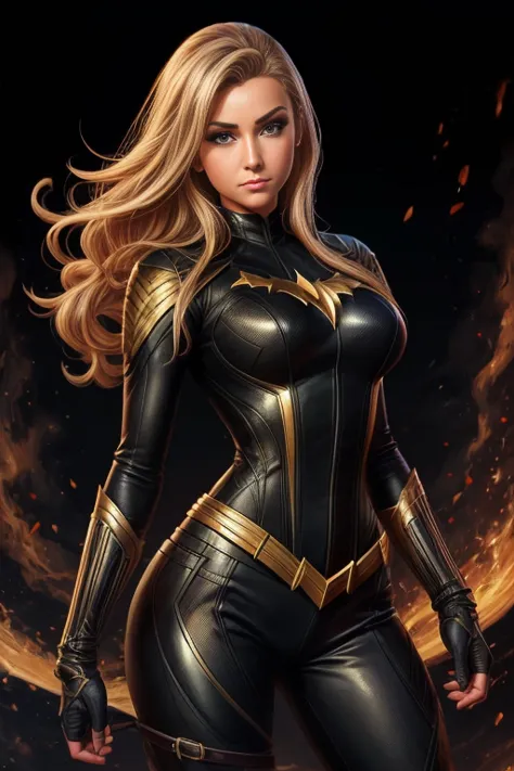 a close up of a cartoon of a woman in a black and gold outfit, black canary, in the style artgerm, extremely detailed artgerm, m...