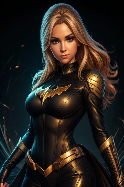 a close up of a cartoon of a woman in a black and gold outfit, black canary, in the style artgerm, extremely detailed artgerm, m...