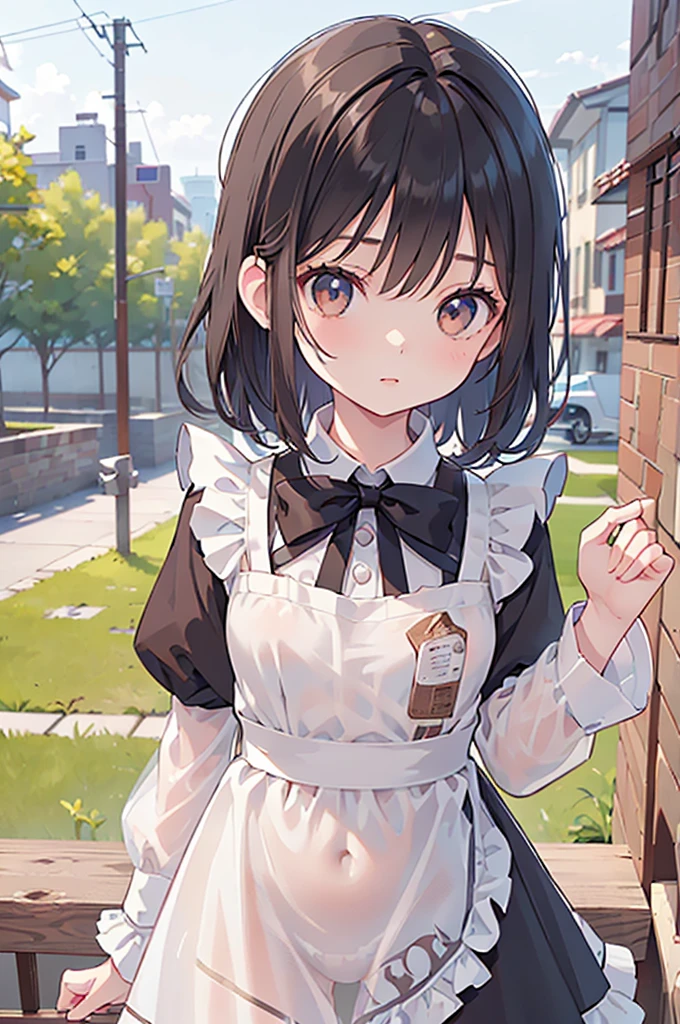 Detailed face, Cute Face, ((masterpiece, Best Quality)), (One Girl), (Alone), (Focus on women), night (Chainsaw Man),(Highly Detailed face, The real picture, Realistic white skin, Realistic body, Intricate details), Upper Body, strict , Brown eyes, Looking at the audience, bandage over the body, Black Hair, Long sleeve shirt, Apron dress, Black Tuxedo, bandage, bandage, Small breasts((infant))((nsfw))(((()))(((infant)))((Data))((naked))((See-through clothing))