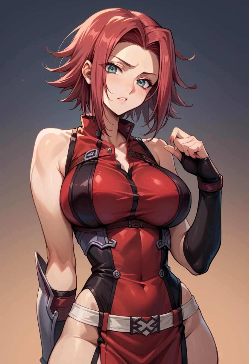 Kallen, short red hair, big breasts