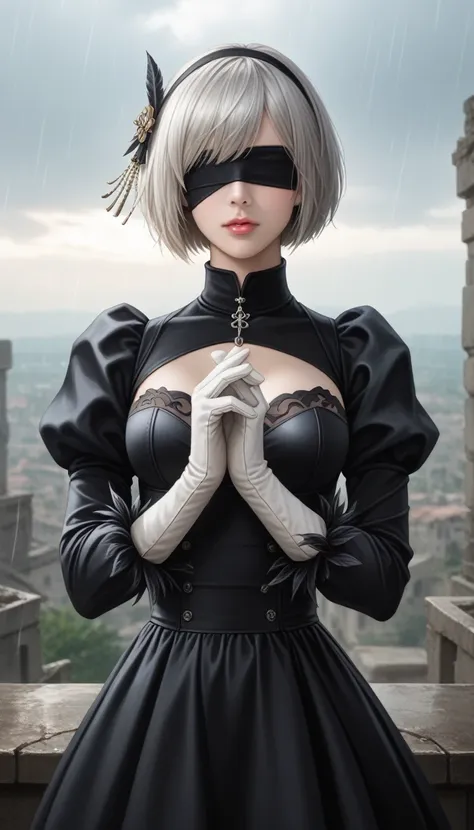 score_9, score_8_up, score_7_up, 32k,masterpiece, highest quality, photo realistic,
2b nier automata,bobcut, gray hair,long slee...