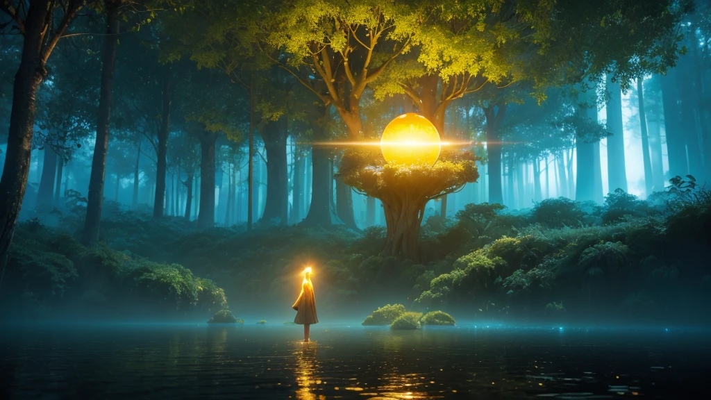 (3D, ultra-detailed, UHD, high-quality,1 girl, age 25, closeup, upper body, mystical forest, floating islands, glowing orb), a girl stands near the camera, holding a glowing orb. Behind her, floating islands with waterfalls and glowing magical trees. The 3D depth accentuates the lush environment.