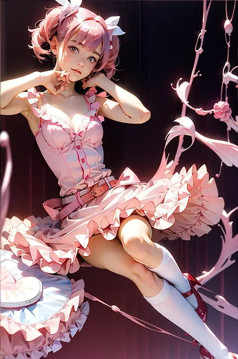 ((lingerie model)), zoom, masterpiece, highest quality, high resolution, madoka kaname, madoka kaname, one girl, jewelry, knee s...