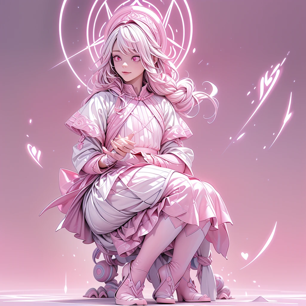 (pink_theme, dreamy_scenery:1.2), absurdres, highres, (official art, thunder, beautiful and aesthetic:1.2), best_quality, masterpiece, 1girl, badass, (faint_smile, closed_mouth:1.2), (cute, petite, kawaii:1.4), profile, character_profile, (sitting:1.2), from_side, (pink_miniskirt, white_frilled_shirt, fingerless_gloves, white_trim, hair_ornament:1.4), (white_hair, multicolored_hair, pink_eyes, dual_colored_eyes, multicolored_eyes:1.5), (french_braid, long_hair, pink_headwear:1.2), shoulder_sash, colorful, (close-up:1.2), white_legwear, abyss eyes,Shiny skin,oil, Tzeentch,extremely detailed CG unity 8k wallpaper,masterpiece, ((ultra-detailed)), ((illustration)),colorful,wallpaper,energy,Unknown terror,arcane,Around the magic,magic surrounds,pages flying all over the sky,Know it all,Predicting the Future,Know the past,Infinite wisdom,Warlock,Magical Circle,Pentagram,incantation,mantra,Singing magic, (shining eyes:1.2), (fractal art, (kaleidoscope:0.9), colorfield painting, (shine effects, seraph effects, lighting effects:1.1), (white_and_pink_theme:1.5)