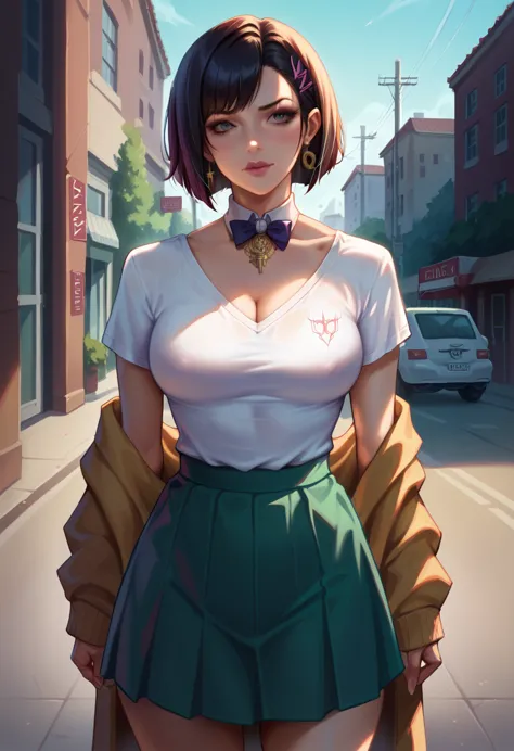 yakuza girl, realistic, detailed, high quality, best quality, high detail, 1, school girl yakuza