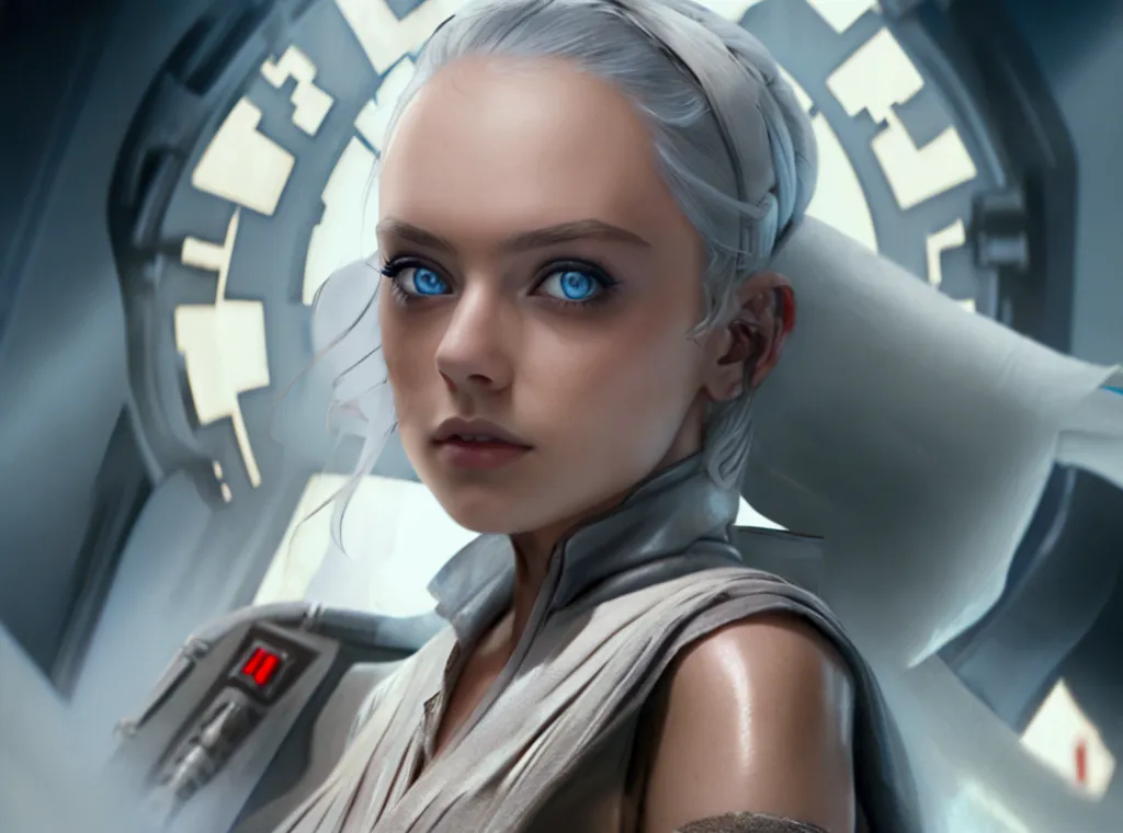 star wars white hair beauty woman blue eyes