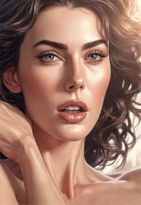 a hyper-realistic style digital artwork, featuring an elegant woman with perfect anatomy. focus on her detailed facial features,...