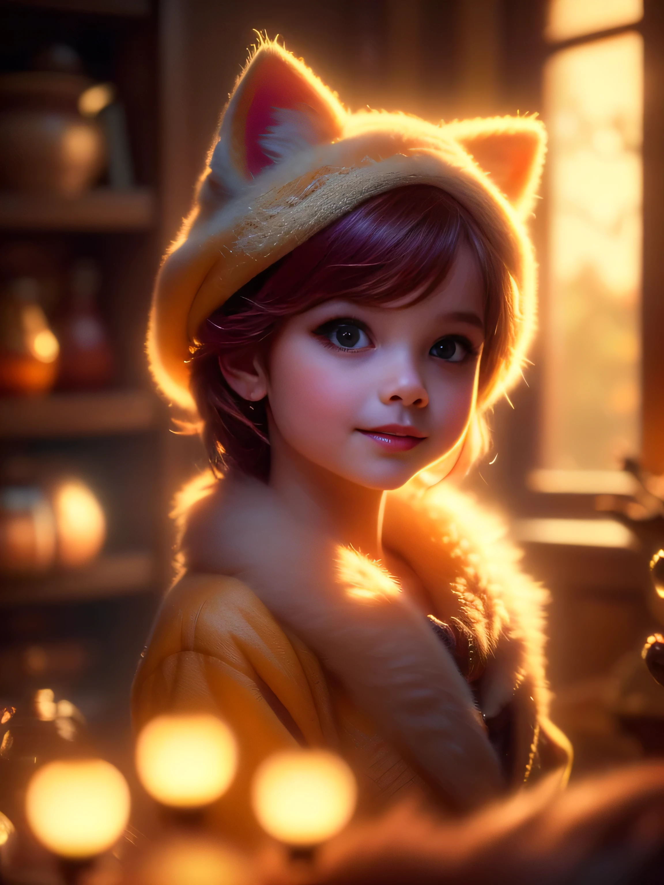 (Best Quality, Super Detailed, masterpiece, representative work, official art, professional, super high detail, 8k:1.3) Cute girl face wearing cat ear hat, girl dressed as furry, Vivid colors, Red hair, Innocent expressions, Playful features, Natural lighting, Soft background, Photorealistic, Shining eyes, Sharp focus, Glowing skin, Sweet and mischievous look, Hint of mischief, Dreamy atmosphere, Delicate details, soft volumetric light, (backlight:1.3), (cinematic:1.2), intricate details, (ArtStation:1.3)