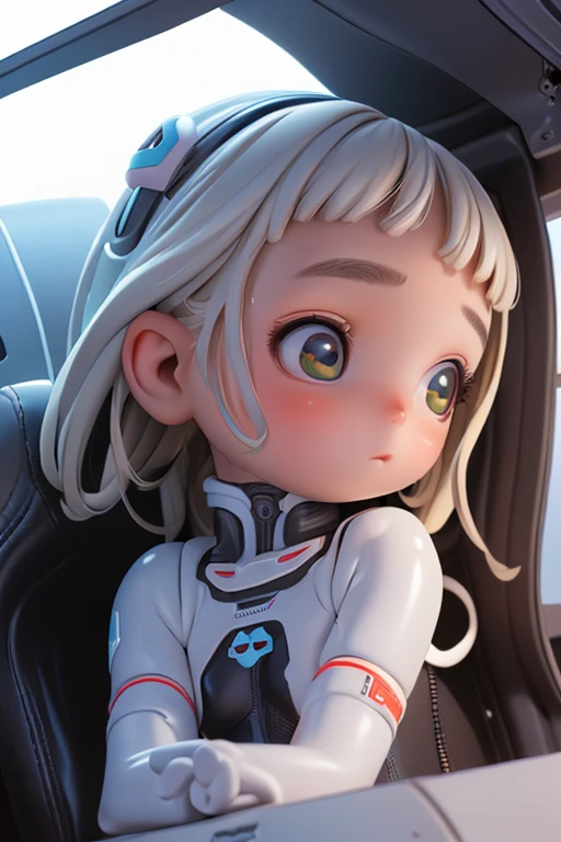 Based on previous generation (highest quality, ultra HD, ultra high resolution, realistic masterpiece) Cute girl,  beautiful girl (cute, realistic military cyborg girl) Distance where facial expression can be seen (liquid platinum white laminated armor type exoskeleton, fluid bodysuit, backpack-like weapon, decorative design, very exposed skin) zoom character (petite, short, 6:1 ratio, realistic cute, perfect face, 100cm tall: 1.7) (big face, big eyes: 1.6) provocative, seductive (well-groomed skin, cute face, long hair, trimmed bangs above eyebrows, trimmed thin eyebrows: 1.8, eyebrows visible through bangs) (shiny skin, oily skin, sweat, wet skin, perfect skin, beautiful skin, lotion,) (modest light lipstick) shaved pussy (historical masterpiece) (legs spread, view from below) (professional photography) (photorealistic) (ultra-detailed skin) (perfect anatomy) (high quality) (high resolution) (16K) (), (ultra-detailed), (detailed), (100 layers), (textile photography), (highly detailed CG), (Perfect Anatomy), (Glowing Skin), (Detailed Face), (Beautifully Detailed Eyes), (P) (I) (P) (N) (Realistic 3D), (Multi-Layer Textures), (Perfect Proportions), (Octane Rendering), (Duotone Lighting), (Low ISO), (Wide Aperture), (White Balance), (High Dynamic Range), (Ray Tracing), (Global Illumination), (NVIDIA RTX), (High Resolution), (PBR), (Texturing), (Post Processing), (Anisotropic Filtering), (Depth of Field), (Maximum Clarity (Sharpness), (High Efficiency Subpixel), (Subpixel Convolution), (Light Particles), (Scattered Light), (Tyndall Effect), Severed Limbs, Nipples, (((Glossy Skin))), Oil, Wet, Sweat,, (Perfect Face), (((Girl in a Machine Box))), (((Stuffed in a Machine Box))), ((((Cockpit)))), , LoRA Response,