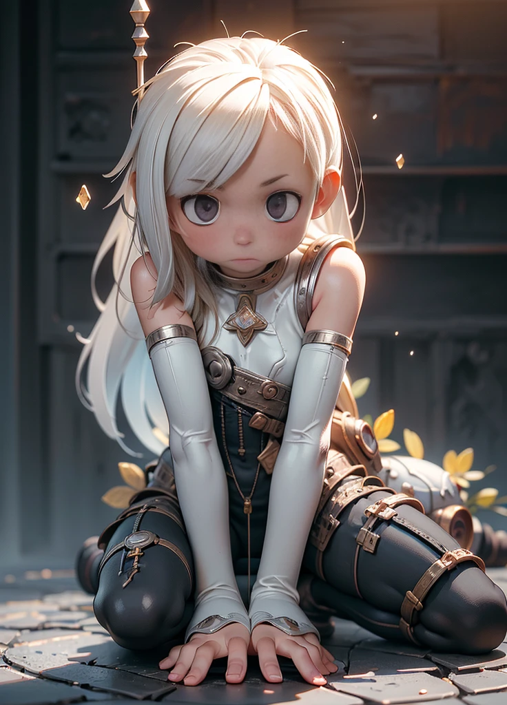 Based on previous generation (highest quality, ultra HD, ultra high resolution, realistic masterpiece) Cute girl,  beautiful girl (cute, realistic military cyborg girl) Distance where facial expression can be seen (liquid platinum white laminated armor type Exoskeleton, fluid bodysuit, backpack-like weapon, decorative design, very exposed skin) Zoom in on character (petite, short, 6:1 ratio, realistic cute, perfect face, 100cm tall: 1.7) (big face, big eyes: 1.6) (well-groomed skin, cute face, long hair, trimmed bangs above eyebrows, trimmed thin eyebrows: 1.8, eyebrows visible through bangs) (shiny skin, oily skin, sweat, wet skin, perfect skin, beautiful skin, lotion,) (modest light lipstick) (historical masterpiece) (legs spread, view from below) (professional photo) (photorealistic) (ultra-detailed skin) (perfect anatomy) (high quality) (high resolution) (16K) (), (ultra-detailed), (detailed), (100 layers), (textile photo), (highly detailed CG), (Perfect Anatomy), (Glowing Skin), (Detailed Face), (Beautifully Detailed Eyes), (P) (I) (P) (N) (Realistic 3D) (Multi-Layer Textures) (Perfect Ratio) (Octane Rendering) (Duotone Lighting) (Low ISO) (Wide Aperture) (White Balance) (High Dynamic Range) (Ray Tracing) (Global Illumination) (NVIDIA RTX) (High Resolution) (PBR) (Texturing) (Post Processing) (Anisotropic Filtering) (Depth of Field) (Maximum Clarity (Sharpness) (High Efficiency Subpixel) (Subpixel Convolution) (Light Particles) (Scattered Light) (Tyndall Effect), Severed Limbs, Nipples,