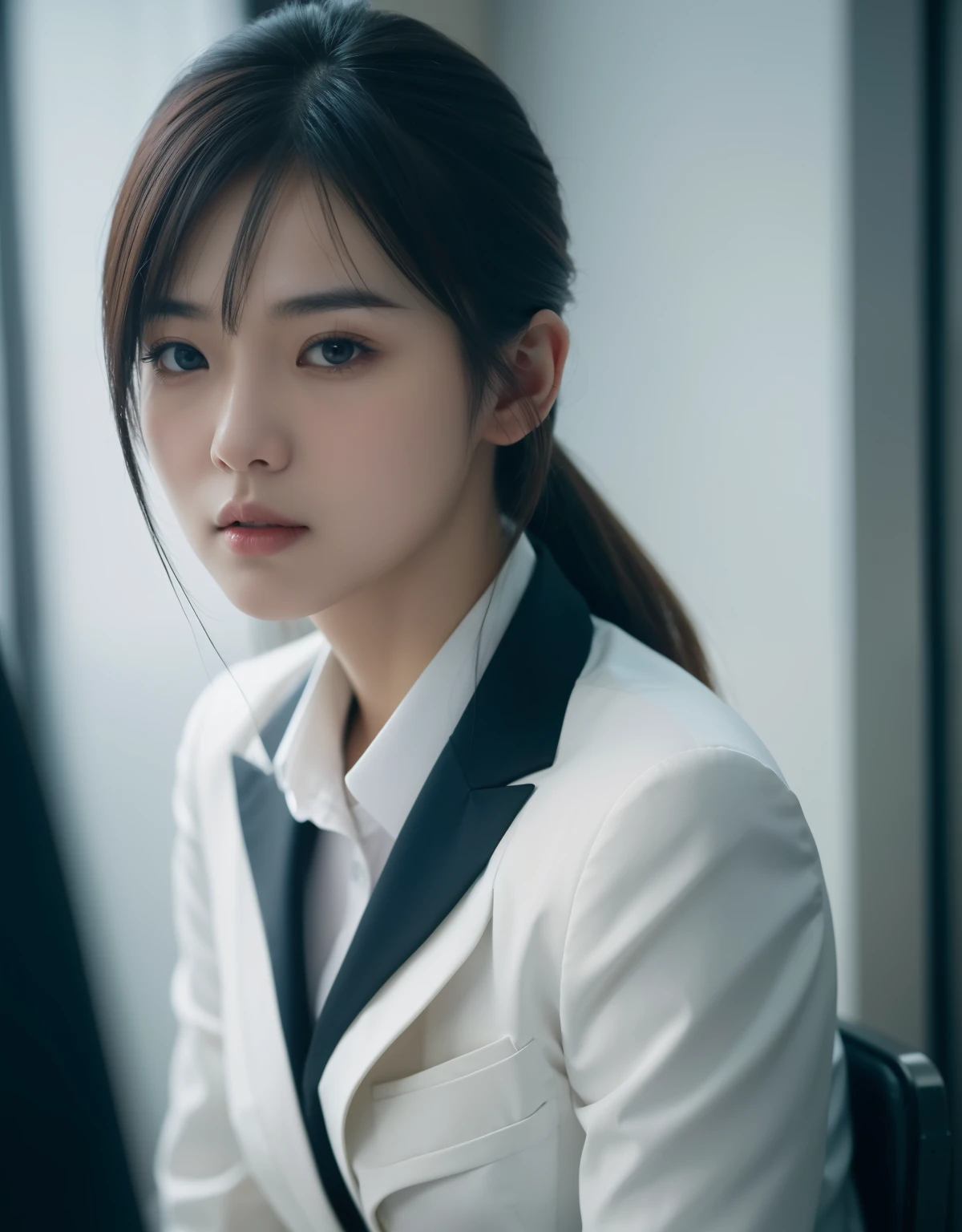 Ultra Detail, High resolution, ultra-detailed, Best Quality, amazing, of the highest quality,Unity 8k wallpaper, Cinematic lighting, A Japanese Lady,OL,In the office,Recruit Suit,27yo