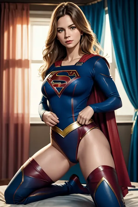 imagine what a supergirl television series would have looked like in the '70s,com uma jovem atriz loura, beautful, cena de corpo...