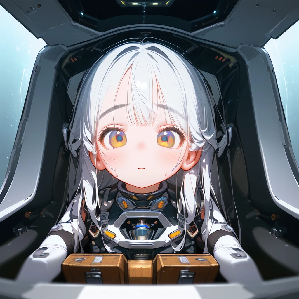 Based on previous generation (highest quality, ultra HD, ultra high resolution, realistic masterpiece) Cute girl, beautiful girl (cute, realistic military cyborg girl) Distance where facial expression can be seen (liquid platinum white laminated armor type exoskeleton, fluid bodysuit, backpack-like weapon, decorative design, very exposed skin) zoom character (petite, short, 6:1 ratio, realistic cute, perfect face, 100cm tall: 1.7) (big face, big eyes: 1.6) provocative, seductive (well-groomed skin, cute face, long hair, trimmed bangs above eyebrows, trimmed thin eyebrows: 1.8, eyebrows visible through bangs) (shiny skin, oily skin, sweat, wet skin, perfect skin, beautiful skin, lotion,) (modest light lipstick) shaved pussy (historical masterpiece) (legs spread, view from below) (professional photography) (photorealistic) (ultra-detailed skin) (perfect anatomy) (high quality) (high resolution) (16K) (), (ultra-detailed), (detailed), (100 layers), (textile photography), (highly detailed CG), (Perfect Anatomy), (Glowing Skin), (Detailed Face), (Beautifully Detailed Eyes), (P) (I) (P) (N) (Realistic 3D), (Multi-Layer Textures), (Perfect Proportions), (Octane Rendering), (Duotone Lighting), (Low ISO), (Wide Aperture), (White Balance), (High Dynamic Range), (Ray Tracing), (Global Illumination), (NVIDIA RTX), (High Resolution), (PBR), (Texturing), (Post Processing), (Anisotropic Filtering), (Depth of Field), (Maximum Clarity (Sharpness), (High Efficiency Subpixel), (Subpixel Convolution), (Light Particles), (Scattered Light), (Tyndall Effect), Severed Limbs, Nipples, (((Glossy Skin))), Oil, Wet, Sweat,, (Perfect Face), (((Girl in a Machine Box))), (((Stuffed in a Machine Box))), ((((Cockpit)))), , LoRA Response,Buddha statue modeled on  beautiful girl, Composition of Suigetsu Kannon Bodhisattva, Wood carving