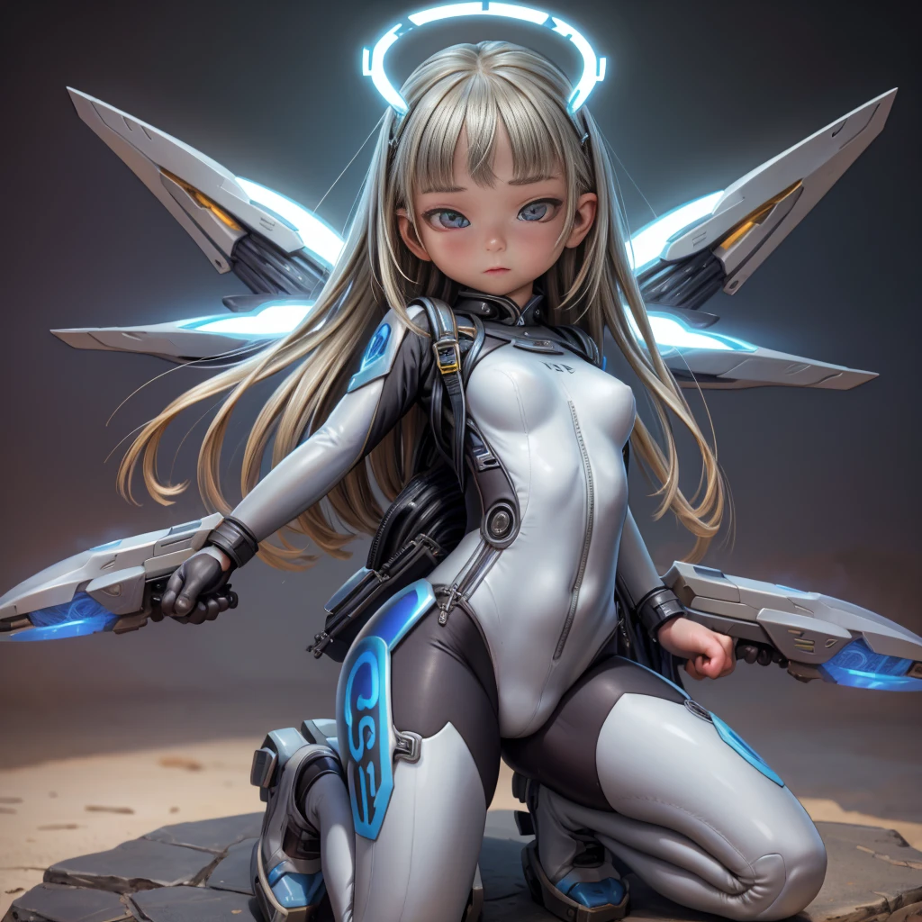 Teenage girl, liquid body suit, fluid armor (carrying a halo-like machine on her back, elegant and intricate design), sensational, cool pose、NSFW,BJ_Zagu_Mecha,Age Regression,