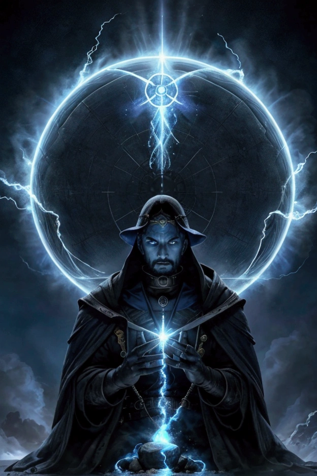 The character is an alchemist who survives in a world destroyed by its inhabitants., who went deep into research on nuclear energy and spirituality. My alchemist learned to calculate the intensity of radioactivity by combining it with spirituality, forming pure blue energy spells .