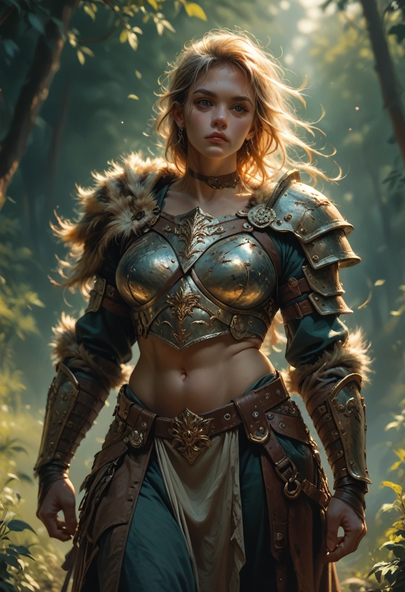 Warrior girl with big boobs, fur armor