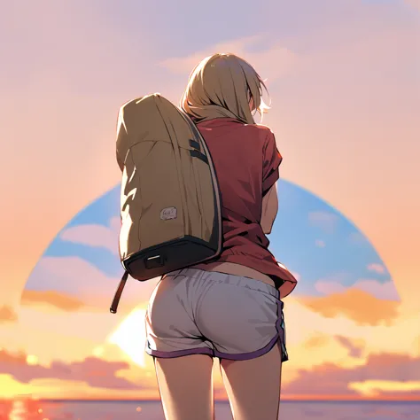 konosuba, sportswear, dolphin shorts, camera from behind