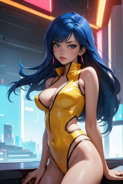 (best quality:1.2,highres,ultra-detailed), detailed face and body of yuri from the dirty pair, stunning asian beauty, expressive...