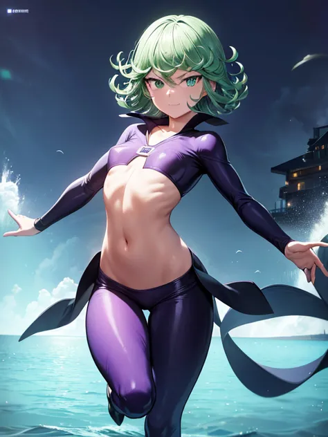 masterpiece, best quality, ultra detailed, illustration, lighting epic, cinematic composition, 1 girl, tatsumaki, short hair, gr...