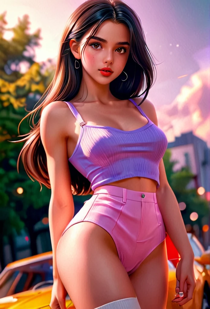 cute teenage girl, about 160 cm tall, brown eyes, bright and cute colors of clothes, Long straight black hair, masterpiece, high quality, ultra quality, high quality, High resolution, ultla High resolution, absurdity, 4K, 8 K, 16 thousand., hyper-detailed, complex detailed, amazing shading, High contrast, super beautiful illustration, angle, ideal anatomy, Correct anatomy, perfect proportion, perfect face, perfect hands, perfect legs, perfect fingers,score_9, score_8_up, score_7_up, dramatic lighting, highly detailed, high budget, bokeh, cinemascope, moody, epic, gorgeous, film grain, grainy, masterpiece, best quality, perfect anatomy, very aesthetic, official art, 8k, Shine,