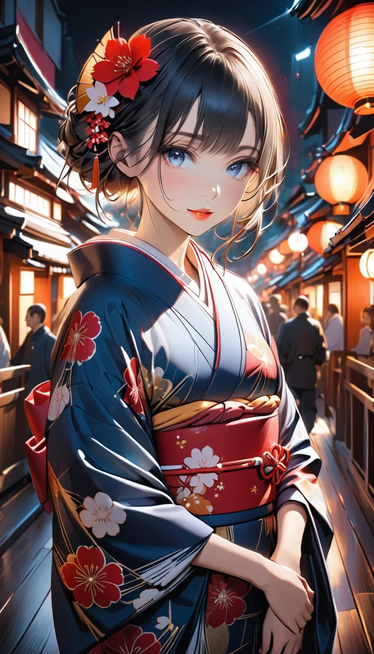 Wearing a Japanese kimono