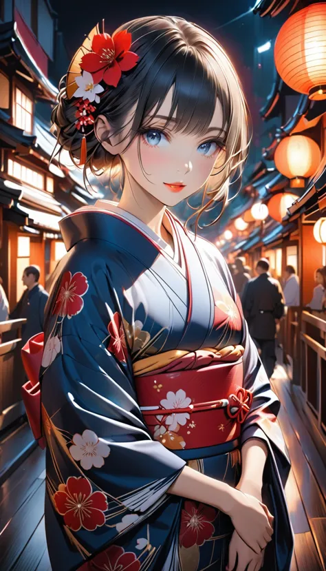 wearing a japanese kimono