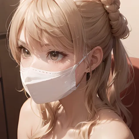 wear mask,white bra, bra lift, looking away,lovelive!,anime nose,wear mask,white bra, bra lift, natural hands, smalll breast,vei...