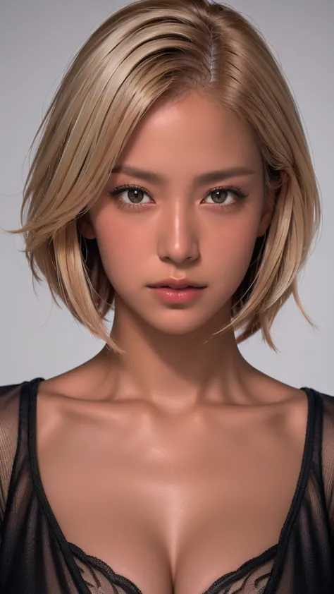 high resolution、masterpiece、textured skin、high quality、ultra high definition、very detailed、woman、short blonde hair parted in the...