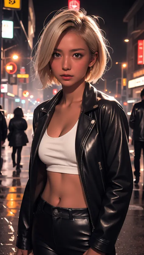 high resolution、masterpiece、textured skin、high quality、ultra high definition、very detailed、woman、short blonde hair parted in the...