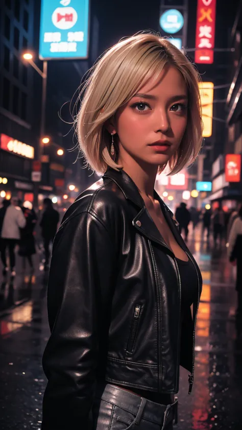 high resolution、masterpiece、textured skin、high quality、ultra high definition、very detailed、woman、short blonde hair parted in the...