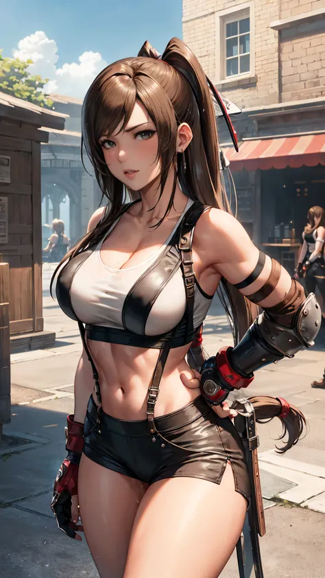 sfw,(highest quality, masterpiece: 1.1), (genuine: 1.4), break (((ff7))) ((tifa:1.2)), break ultra-detailed face, fine grain,((l...