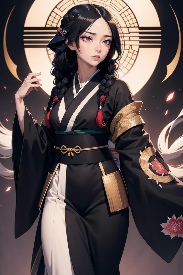 Unohana, Unohana, long hair, black hair, Braid, single Braid, (black eyes:1.5),
to break japanese clothes, kimono, single Braid,
to break looking at viewer, full body,
to break indoors,
to break (work of art:1.2), best quality, High resolution, unity 8k wallpaper, (Illustration:0.8), (beautiful detailed eyes:1.6), extremely detailed face, perfect lighting, Extremely detailed CG, (perfect hands, perfect anatomy),