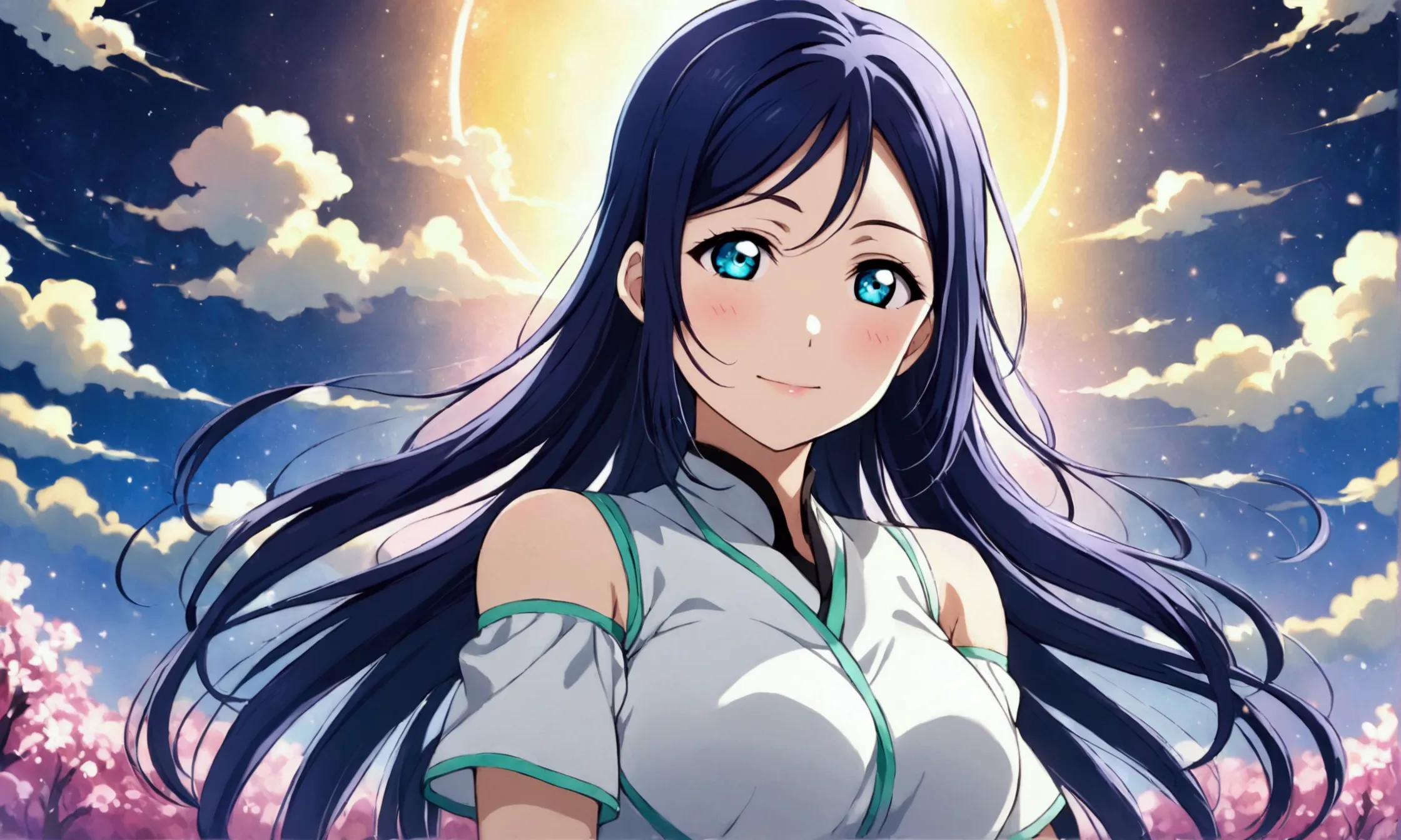 love live adult kanan matsuura, figured, solo, transformed, fantastic background