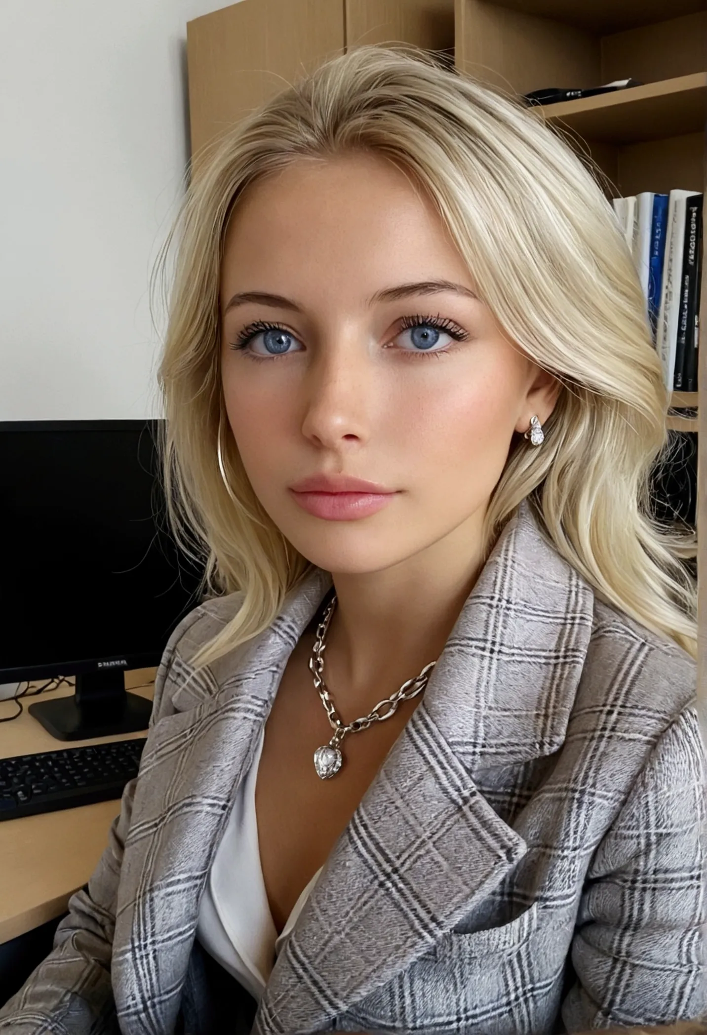 1, but it looks like it&#39;s 15. rich girl style. russian. light blonde hair with white highlights, smooth and shoulder length....