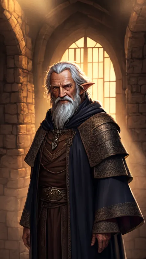 ((dnd)), dnd old wizard man, dungeons and dragons world, medieval europe, long hair, looking at viewer, high resolution, best qu...