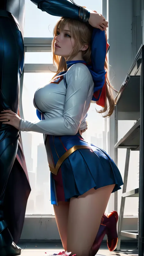 image of a supergirl in a supergirl costume is being fucked by a man, a hyper realistic supergirl, hyper realistic supergirl, re...