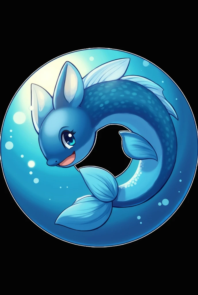 Digital 2D Artwork，Sticker style，Chibi style，A cute mermaid chibi，Blue and white fish tail，The head and tail form a ring，Blue and white fish head，Happy face，Cute big eyes，antlers，Simple background，（Best quality，4K，8k，high resolution，masterpiece：1.2），Ultra Detail，（lifelike，Photorealism，照片级lifelike度：1.37），Underwater lighting，Ocean Palette，Vivid proportions，Depth of Darkness，Fine detail description，Beautiful detailed eyes，Clear focus，Physically Based Rendering，major，Bokeh，Deep sea environment。