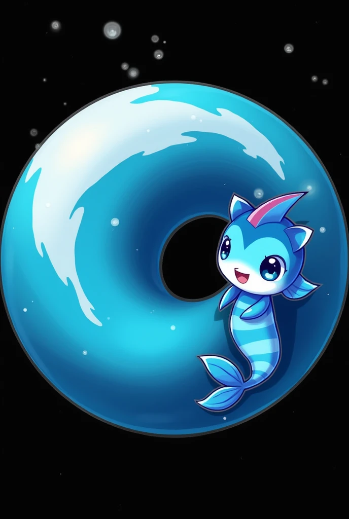 Digital 2D Artwork，Sticker style，Chibi style，A cute mermaid chibi，Blue and white fish tail，The head and tail form a ring，Blue and white fish head，Happy face，Cute big eyes，antlers，Simple background，（Best quality，4K，8k，high resolution，masterpiece：1.2），Ultra Detail，（lifelike，Photorealism，照片级lifelike度：1.37），Underwater lighting，Ocean Palette，Vivid proportions，Depth of Darkness，Fine detail description，Beautiful detailed eyes，Clear focus，Physically Based Rendering，major，Bokeh，Deep sea environment。