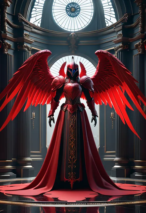 neo romantic, red knight, archangel of unity, chromavox, 3d, octane render, detailed, hyper-realistic, insanely detailed and int...