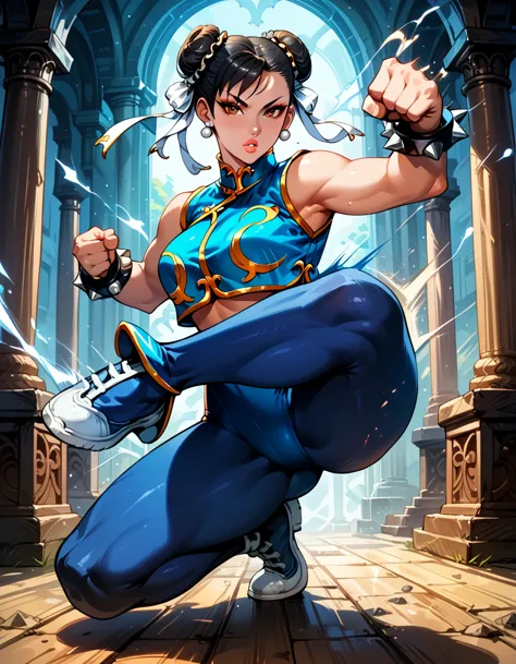 dark fantasy art of score_9, score_8_up, score_7_up, rating_questionable, fantasy, lighting, epicphoto 1girl, very sexy chun-li ...