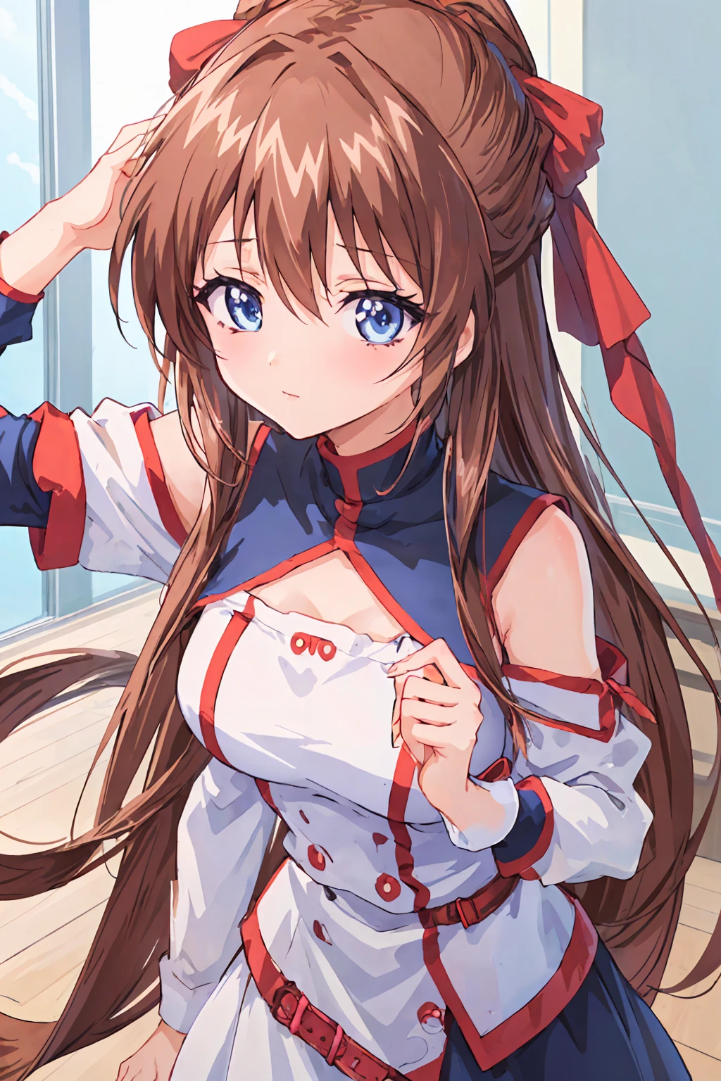 anime girl with brown hair and blue eyes posing for a picture, seductive anime girl, attractive anime girl, beautiful anime girl, cute anime girl, pretty anime girl, 4 k manga wallpaper, anime style 4 k, anime girl, 4k anime wallpaper, clean detailed anime art, brown anime girl with long hair, (anime girl), detailed digital anime art