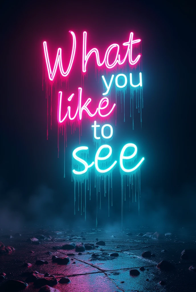 Write in Neon Colors, With Dripping Glow, " What Would You Like To See" ?