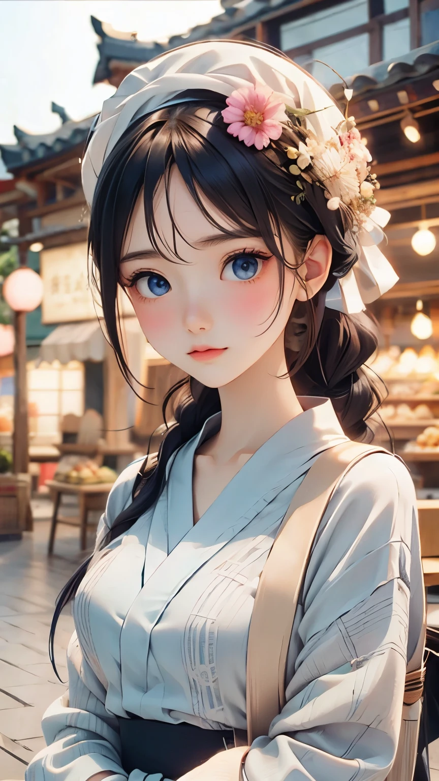 ((masterpiece, Highest quality, Super Definition, High definition)), alone, beautiful girl, Shining Eyes, Perfect Eyes, , Blue Theme, Yukata, firework