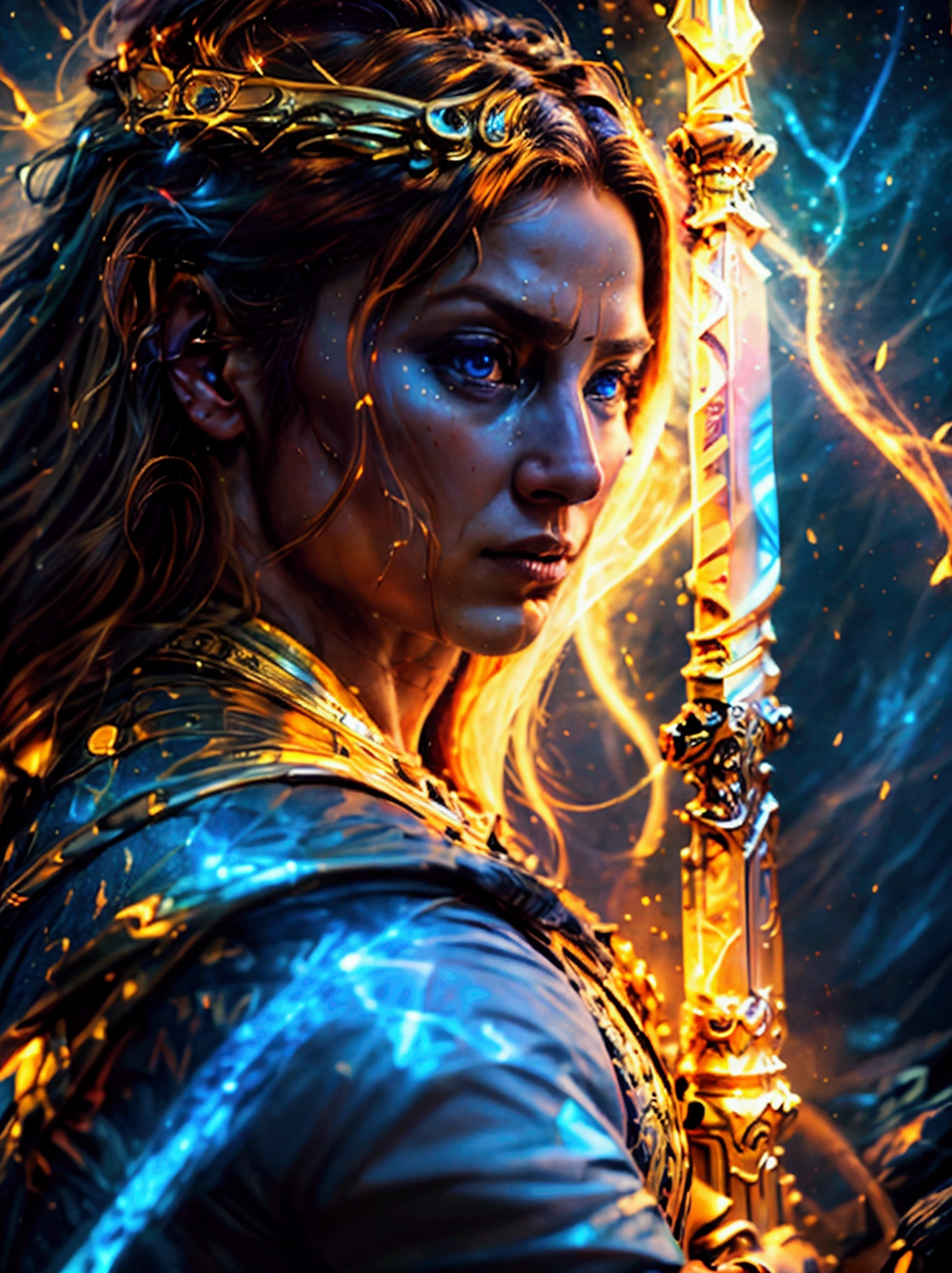 a cosmic being, cosmic sword, 2D art, magical, detailed digital art, highly detailed, cinematic, dramatic lighting, glowing energy, surreal, vibrant colors, fantasy, epic scale, intricate design, mystical, powerful, awe-inspiring, stunning, photorealistic, (best quality,4k,8k,highres,masterpiece:1.2),ultra-detailed,(realistic,photorealistic,photo-realistic:1.37)