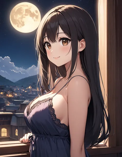 4k, bestquality, detailed, detailed scenery, detailed eyes, 1girl, cute, adorable, straight hair, long hair, black hair, brown e...